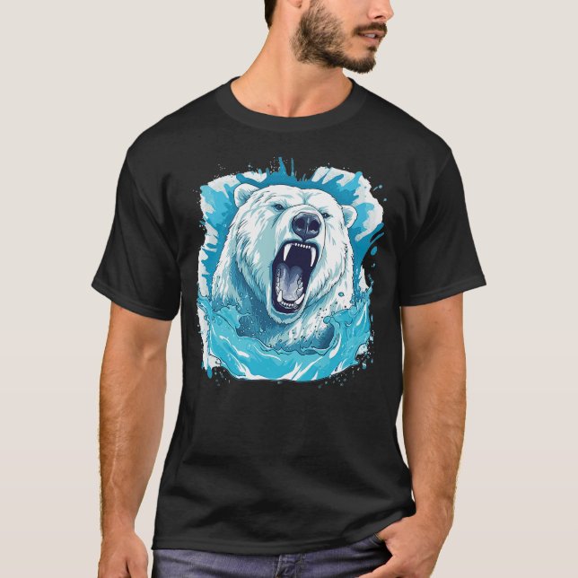 Polar Roar - Iceberg Blue Bear Art T-Shirt (Front)