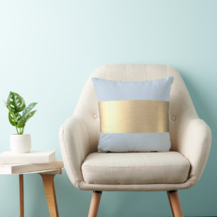 Polar Sky Blue Gold Foil Rustic Faux Cushion