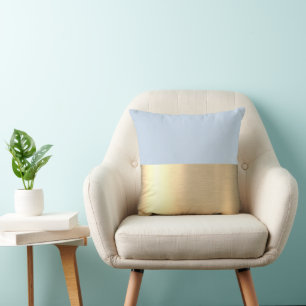 Polar Sky Blue Gold Foil Rustic Faux  Cushion