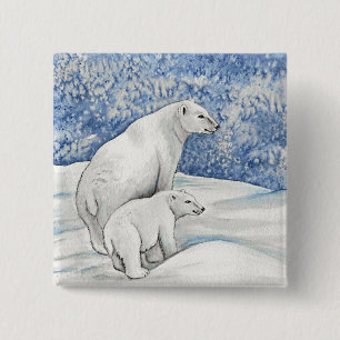 Polar Snow Bears 15 Cm Square Badge
