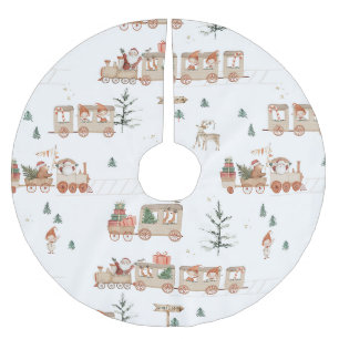 Polar train - Elf Santa helpers Happy holidays Brushed Polyester Tree Skirt