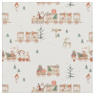 Polar train - Elf Santa helpers Happy holidays  Fabric