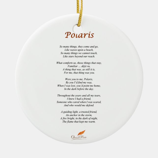 Polaris Poem on Circle Ornament (Front)