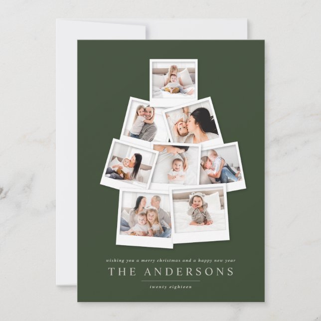 Polaroid Chrstmas tree multi photo holiday card (Front)