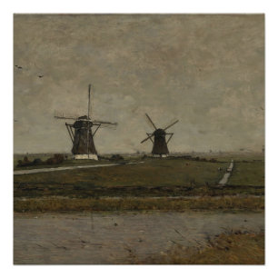 Polder with Mills near Overschie  Poster