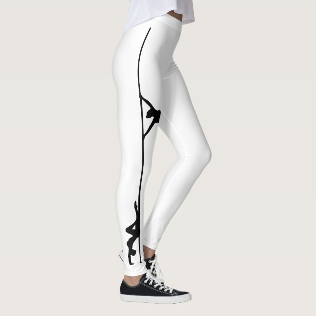 Pole Dance Black & White Leggings with Silhouette (Right)