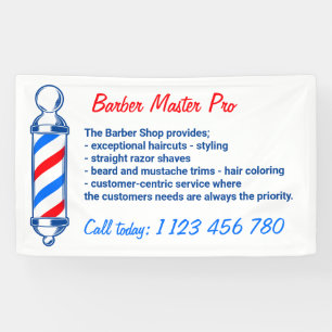 Pole Mobile Service Black Red Navy Barber Shop Banner