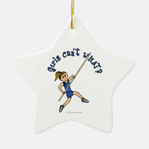 Pole Vault - Blue (Light) Ceramic Tree Decoration