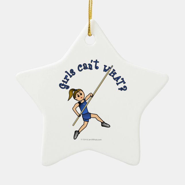 Pole Vault - Blue (Light) Ceramic Tree Decoration (Front)