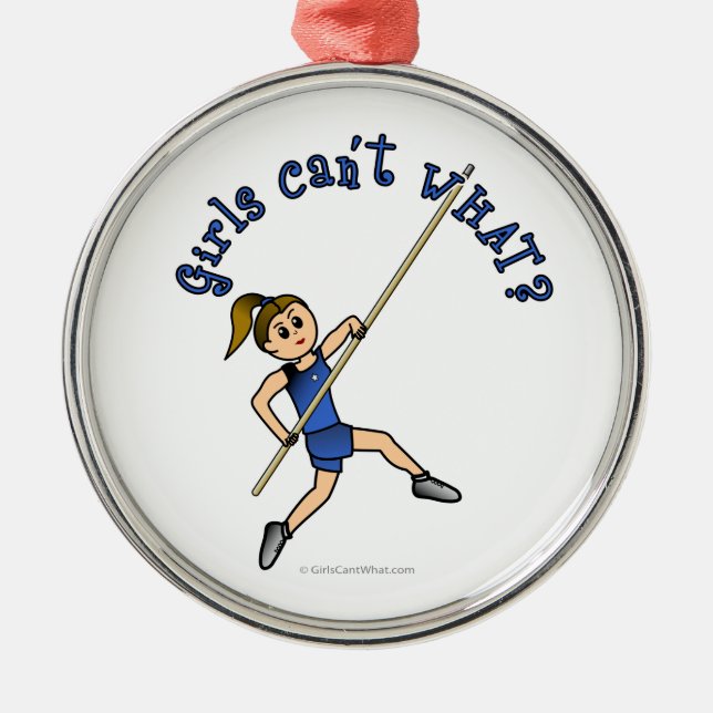 Pole Vault - Blue (Light) Metal Tree Decoration (Front)