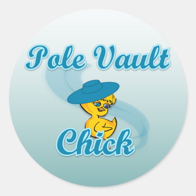 Pole Vault Chick #3 Classic Round Sticker (Front)