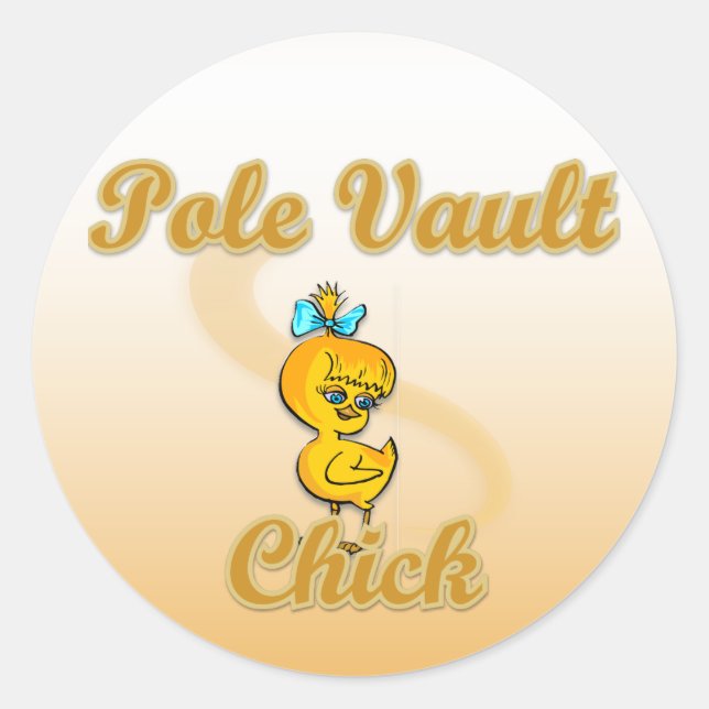 Pole Vault Chick Classic Round Sticker (Front)