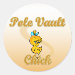 Pole Vault Chick Classic Round Sticker