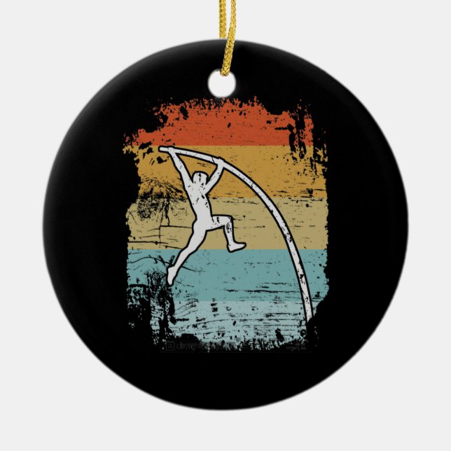 Pole Vault Pole Vaulting Retro Ceramic Tree Decoration (Front)