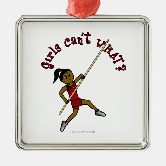 Pole Vault - Red (Dark) Metal Tree Decoration (Front)