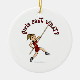 Pole Vault - Red (Light) Ceramic Tree Decoration