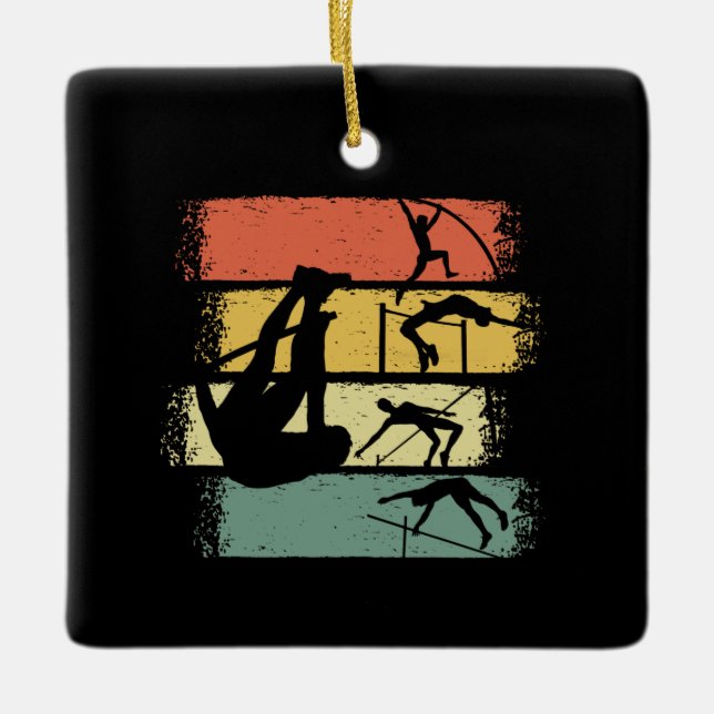 Pole Vault Retro Ceramic Ornament (Front)