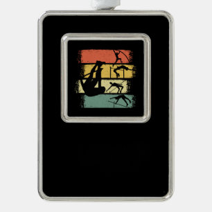 Pole Vault Retro Vintage Silver Plated Framed Ornament