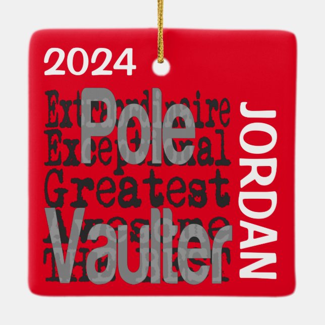 Pole Vaulter Extraordinaire CUSTOM Ceramic Ornament (Back)