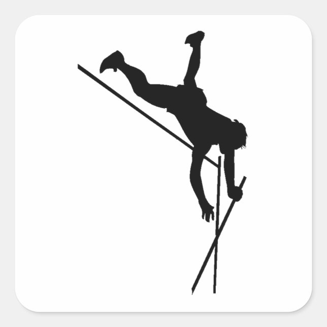Pole Vaulter Silhouette Square Sticker (Front)