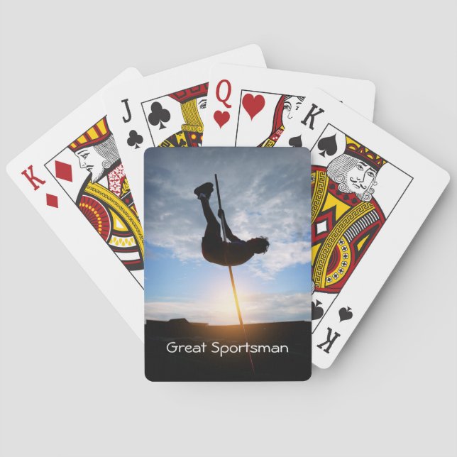 Pole Vaulter Sport personalise Playing Cards (Back)