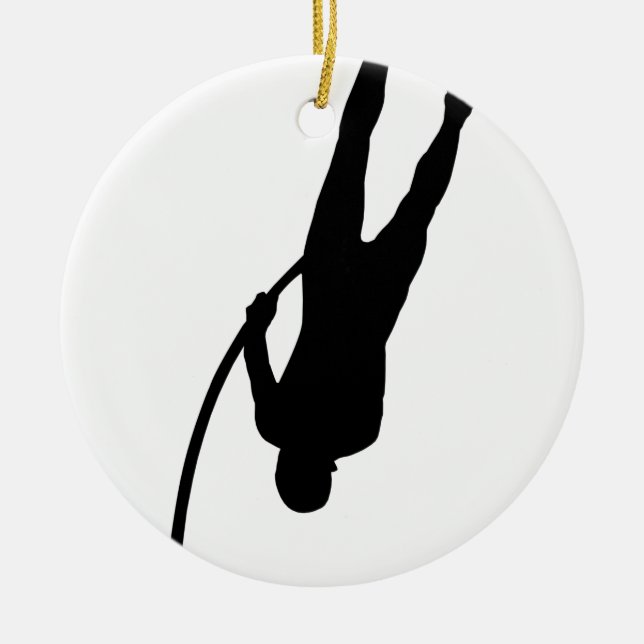 Pole Vaulting Ceramic Tree Decoration (Front)