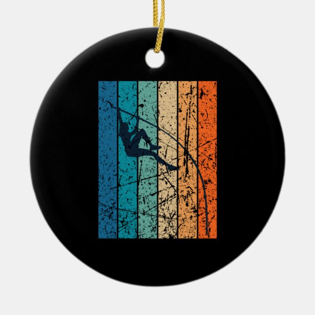 Pole Vaulting Retro Ceramic Tree Decoration (Front)
