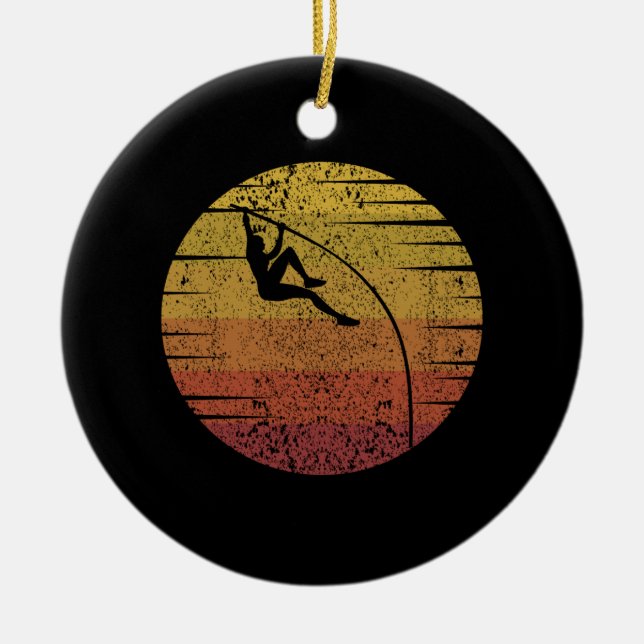 Pole Vaulting Retro Ceramic Tree Decoration (Front)