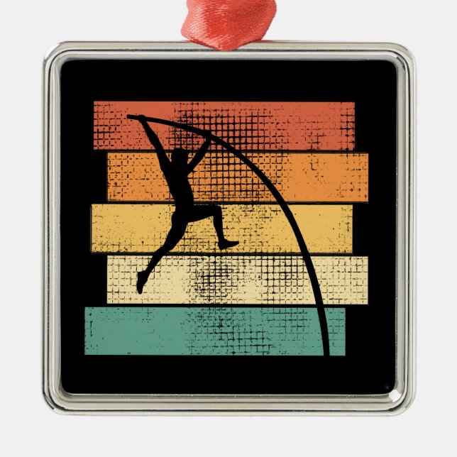 Pole Vaulting Retro  Metal Tree Decoration (Front)