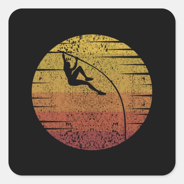 Pole Vaulting Retro Square Sticker (Front)