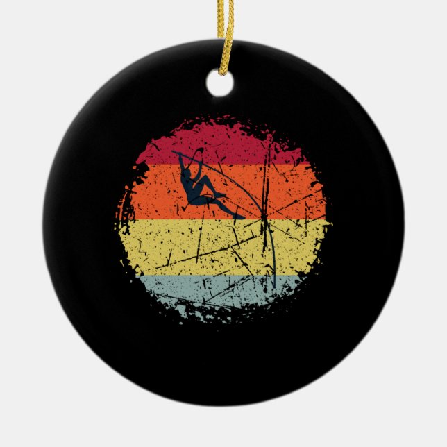 Pole Vaulting Vintage Ceramic Tree Decoration (Front)