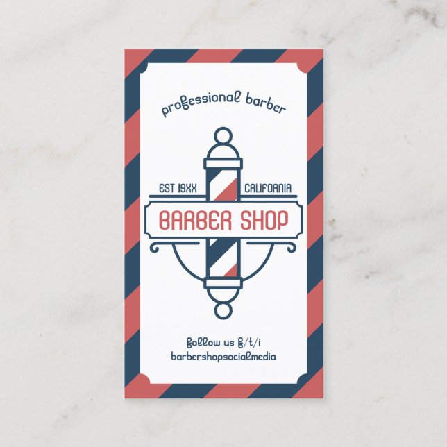 Pole Vintage Barber Shop Business Card (Front)