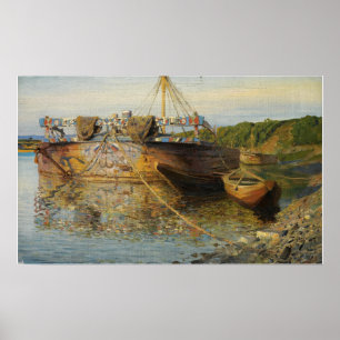 Polenov - Barge On The River Oka Poster