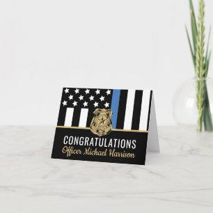 Police Academy Blue Line Congratulation Graduation Card