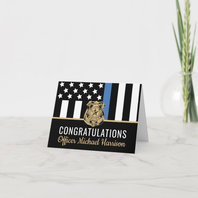 Police Academy Blue Line Congratulation Graduation Card (Front)