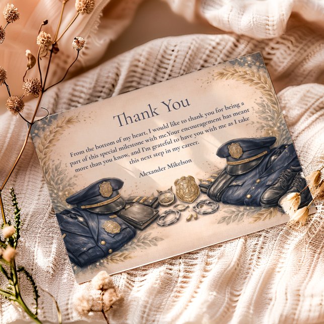 Police Academy Formal Badge Graduation Thank You Card (Creator Uploaded)