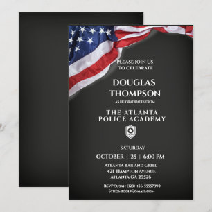 Police Academy Graduate American Flag Invitation