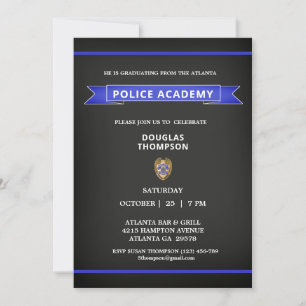 Police Academy Graduate Chalkboard Invitation