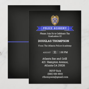 Police Academy Graduate Chalkboard Invitation