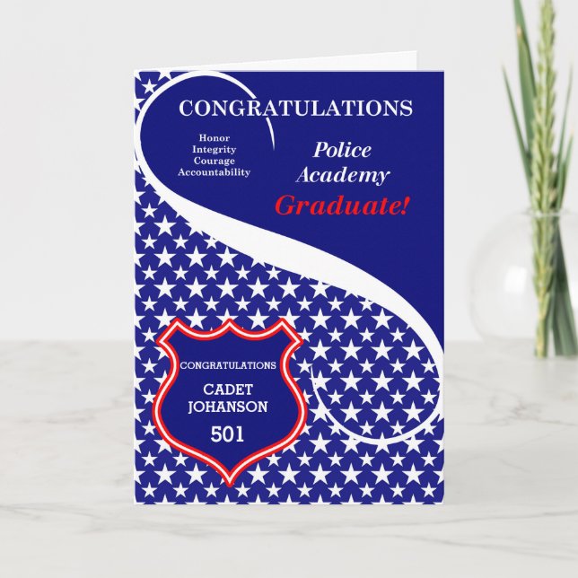 Police Academy Graduate Congratulations CUSTOM Card (Front)