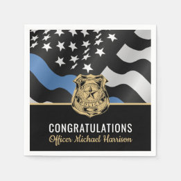 Police Academy Graduation Blue Line Flag Napkin