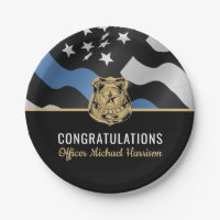 Police Academy Graduation Blue Line Flag
