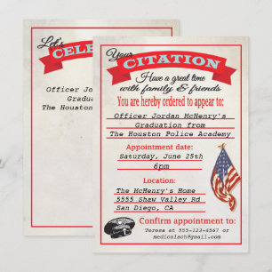 Police Academy Graduation Citation Invitation