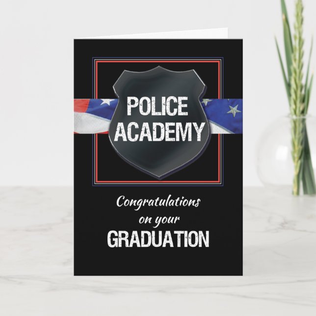 Police Academy Graduation Congratulations, Black w Card (Front)