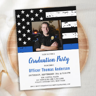 Police Academy Graduation Custom Photo Invitation Postcard