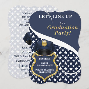 Police Academy Graduation in Navy Blue Invitation