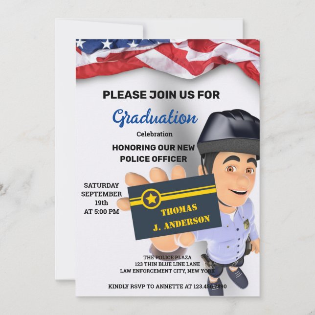 Police Academy Graduation Invitations (Front)