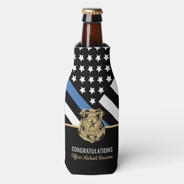 Police Academy Graduation Law Enforcement Bottle Cooler (Bottle Front)