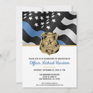 Police Academy Graduation Law Enforcement Flag Invitation