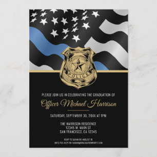 Police Academy Graduation Law Enforcement Flag Invitation